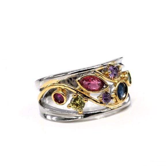 Multi color stone ring . - Picture 3 of 4